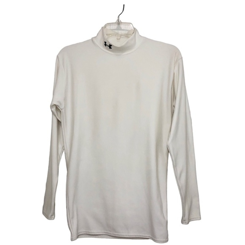 Under Armour ColdGear Mock Neck Long Sleeve Stretchy Off White Top‎ L